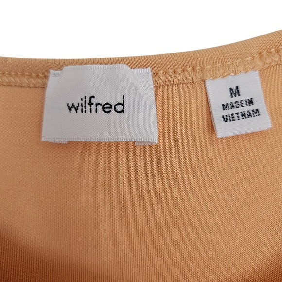 Wilfred Aritzia Fortune Side Tie Midi Dress Apricot Yellow Short Sleeve Slit Med - Picture 7 of 16